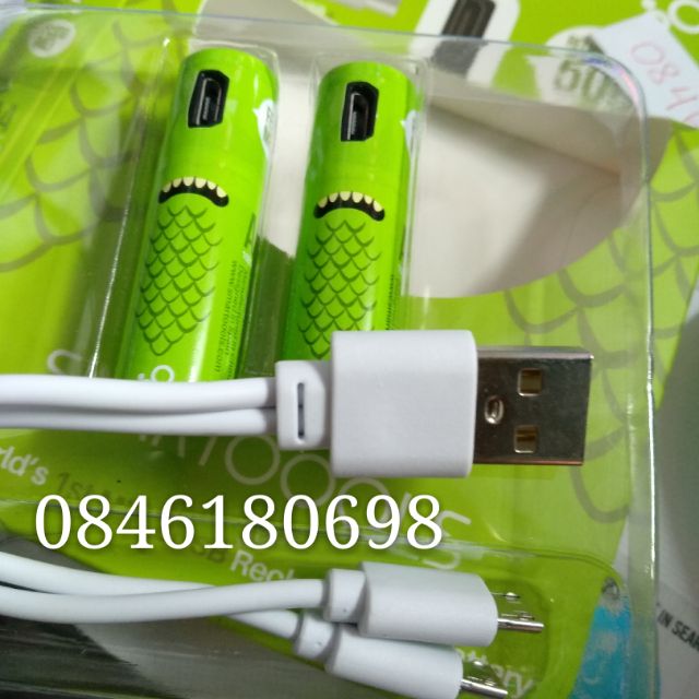 Pin Sạc AA 1000mAh có đầu cắm usb có thể sạc 500lần