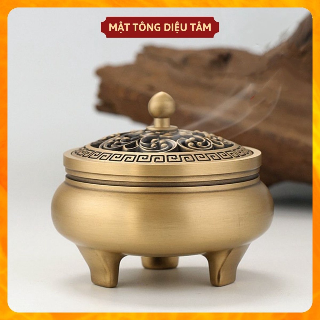 Lư xông trầm bằng đồng chọn mẫu hoạ tiết dụng cụ đốt hương trầm, nhang không tăm đồ phong thuỷ