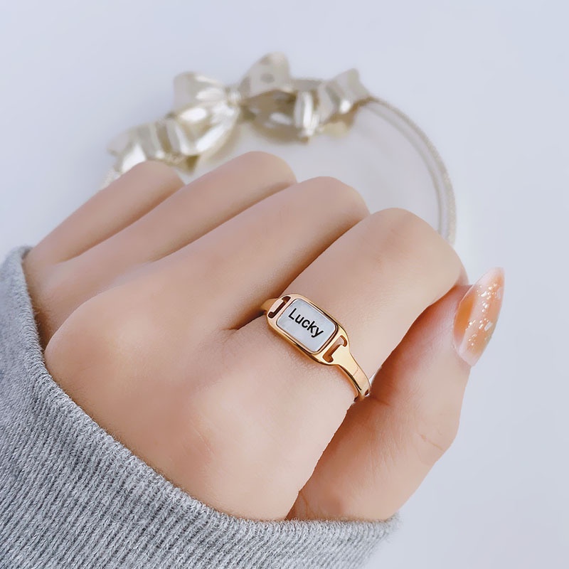 Nhẫn thép titan thiết kế đơn giản phong cách sang trọng cho nữ