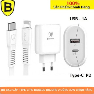Bộ sạc cáp type c pd baseus bojure 2 cổng 32w chính hãng