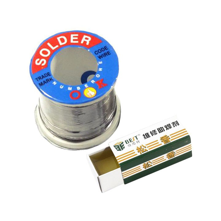 Combo Thiếc Hàn Solder OK 0.8mm 100g Và Hộp Nhựa Thông Hộp Loại Tốt