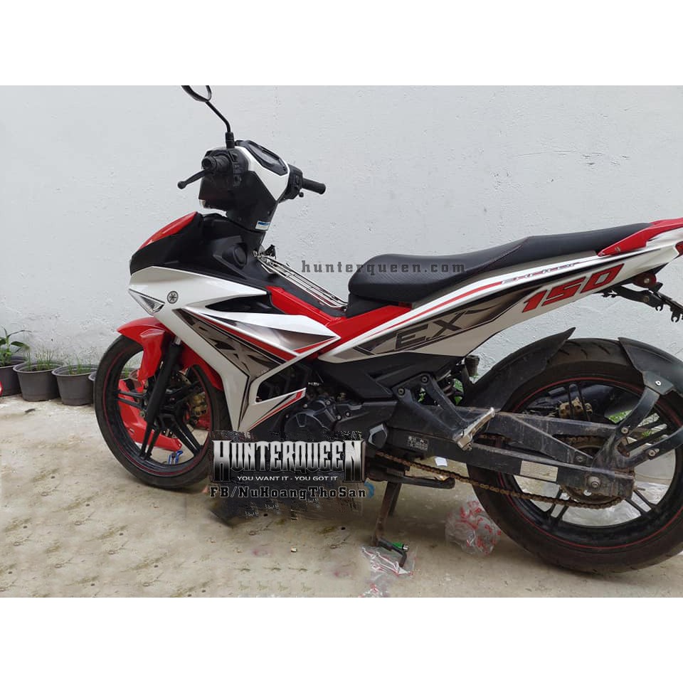 Tem rời Exciter 150. Xe trắng đỏ. Thay đổi màu sắc và chi tiết theo yêu cầu. Sắc nét, bền màu