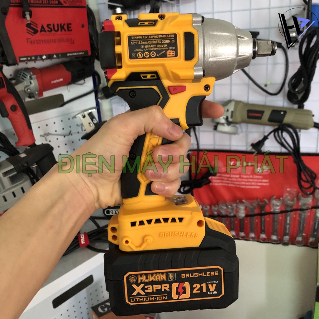 Máy siết bulong HUKANX3 dùng pin không chổi than 21V Hukan X3 Pro - Tặng 1 Đầu chuyển bắt vít - Kèm 2 pin