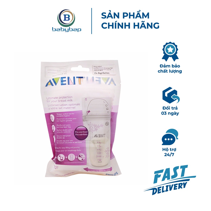 Túi Trữ Sữa Philips Avent (25túi) -180ml_Túi
