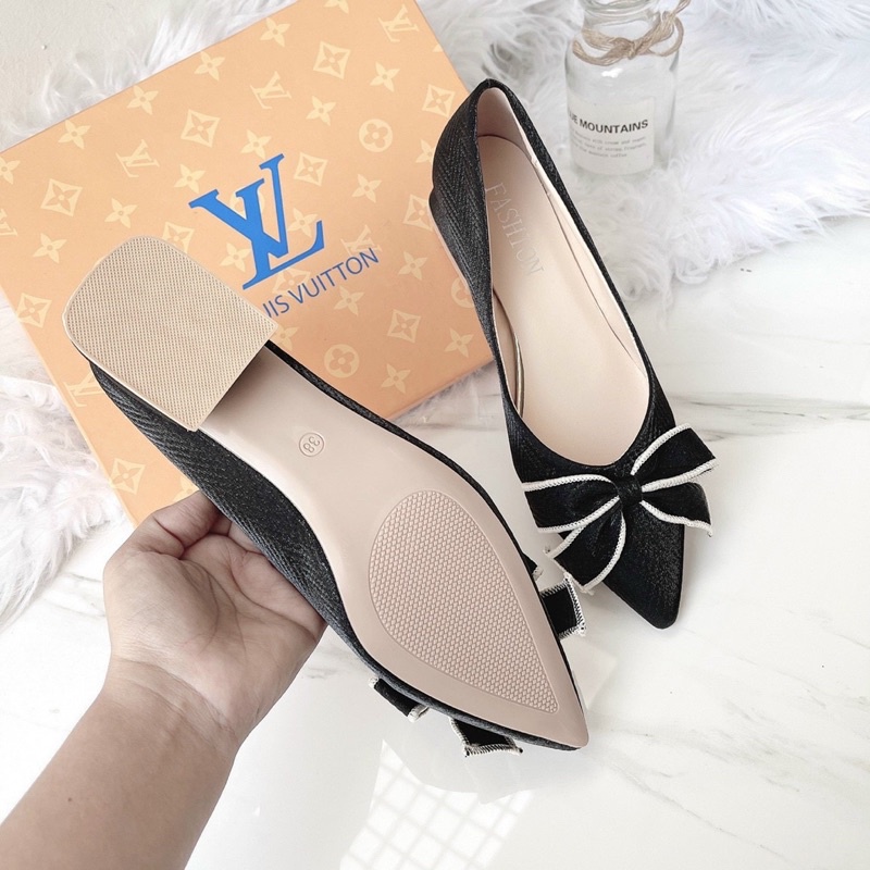 GIÀY BÚP BÊ LỤA PHỐI NƠ CAO CẤP