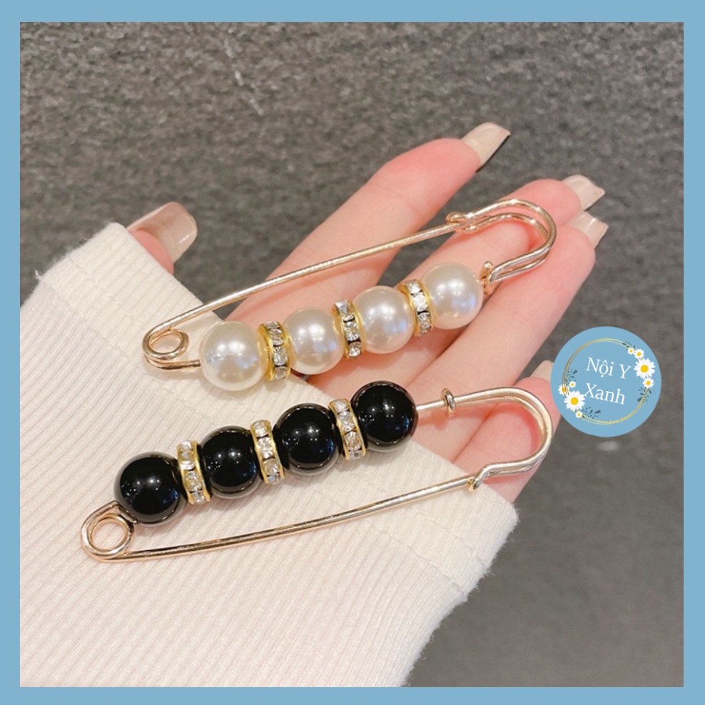 Set cài áo, gim quần áo đính ngọc trai đen nhân tạo siêu xinh pk 1 Nội Y Xanh chất thoáng mát cao cấp