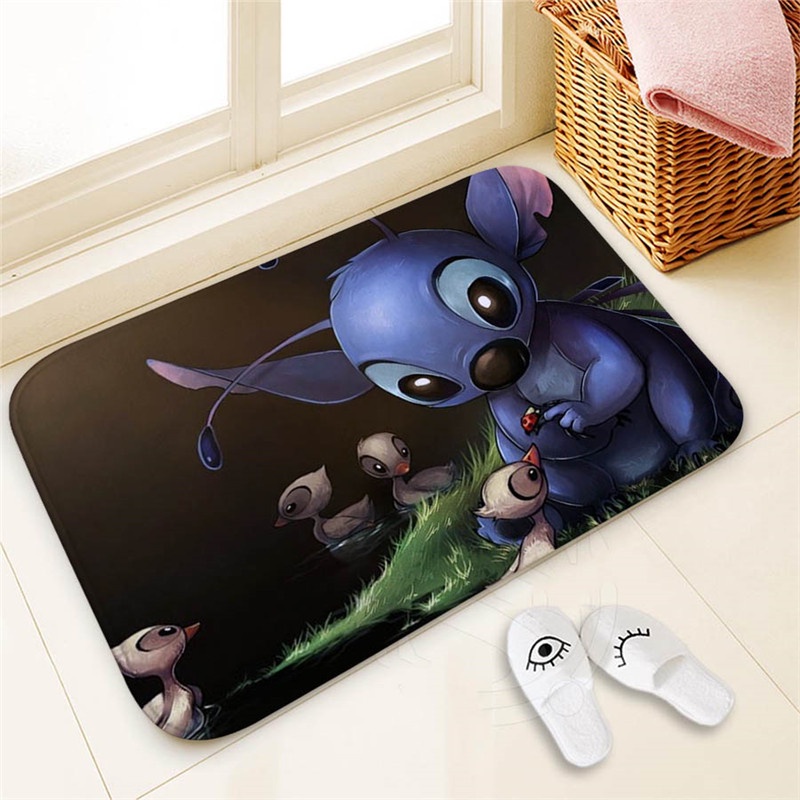 Thảm lót cửa chùi chân mềm mại thấm hút tốt chống trượt in hình Stitch 2: Stitch 40x60cm