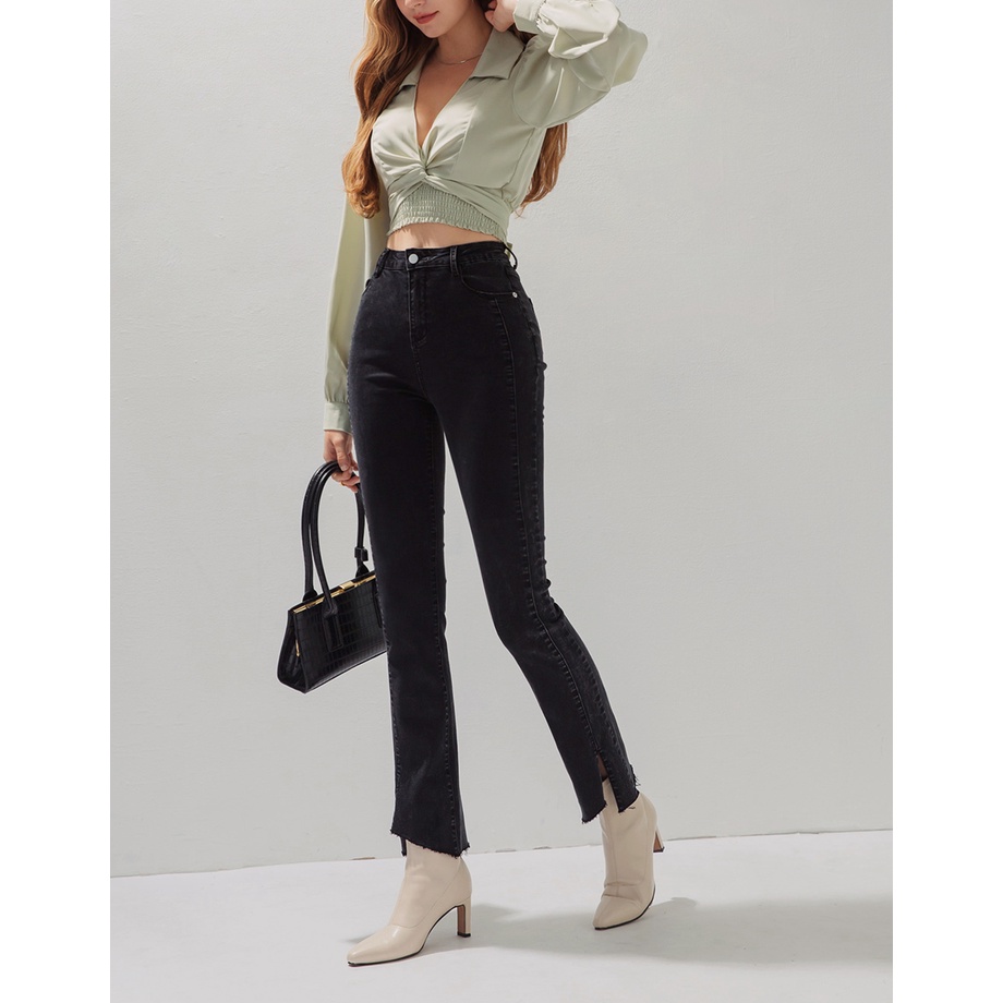 Quần jeans dài xẻ nhẹ tôn dáng nữ Air Space 2130123011
