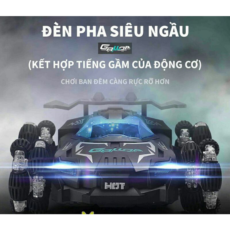 Xe Điều Khiển Từ Xa Tốc Độ Cao, Phun sương tạo khói, Sóng 2.4Ghz, Xoay 360°