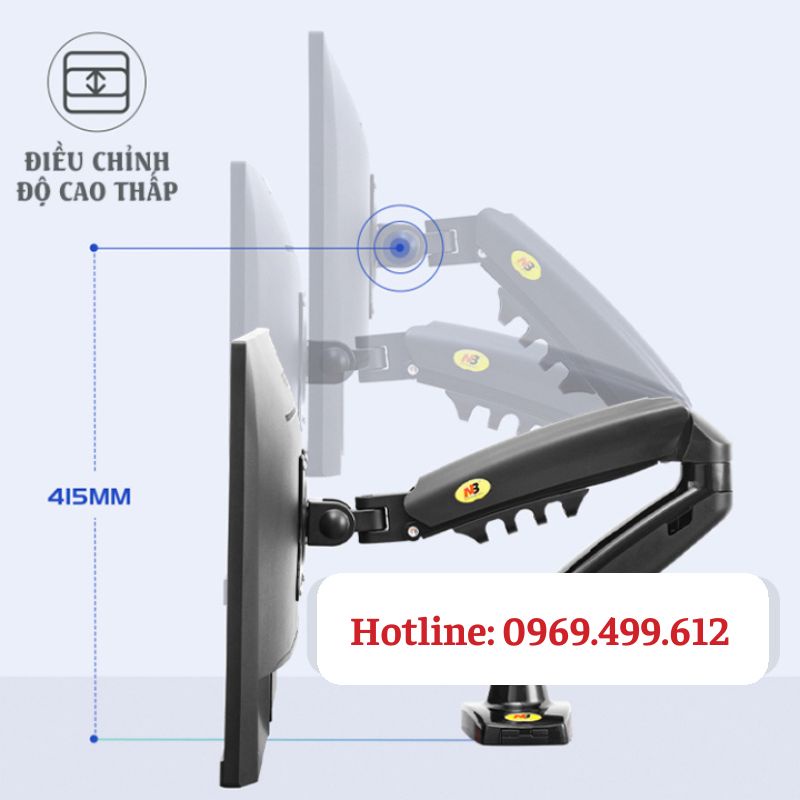 Giá treo màn hình máy tính đa năng tay treo màn hình NB-F80 gắn bàn tải trọng 9kg tương thích màn 17-30inch chính hãng