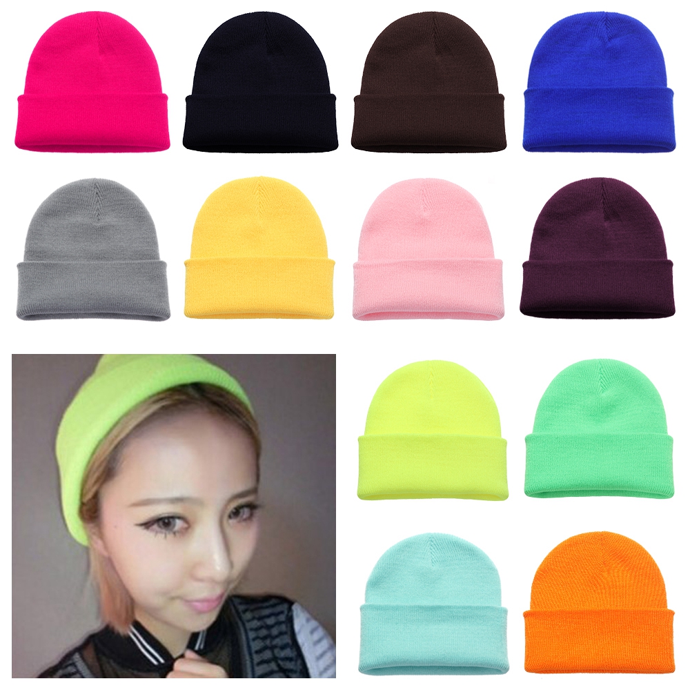 Nón beanie đan len cao cấp màu trơn dễ thương chất lượng cao 18 màu tùy chọn