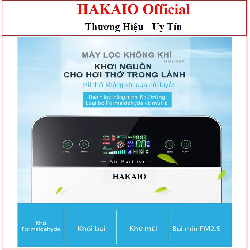 Máy Lọc Không Khí HAKAIO✅[Chính Hãng] Làm Sạch Không Khí HEPA, Diệt Khuẩn UV, Lọc Bụi Mịn PM2.5 Khử Pormaldehyd-GML-86A