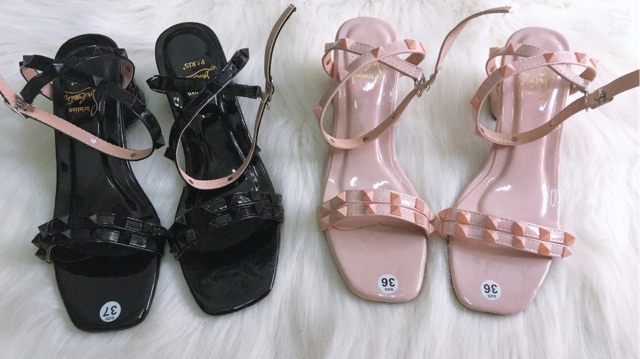 [GIÁ TỐT] Sandal Quai Nạm Đinh Gót 5 cm Khắc Hoa - Ảnh Thật