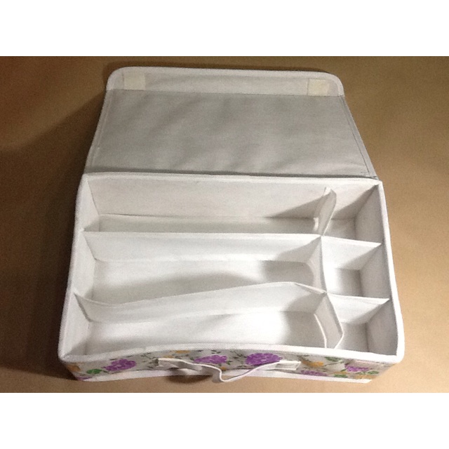 Hộp vải 3 ngăn đựng đồ để bàn kích thước 35x22cm