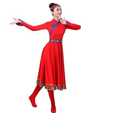 trang phục múa Mông Cổ mới, váy lớn, dân tộc của phụ nữ, Cổ, vuông dành cho người lớn