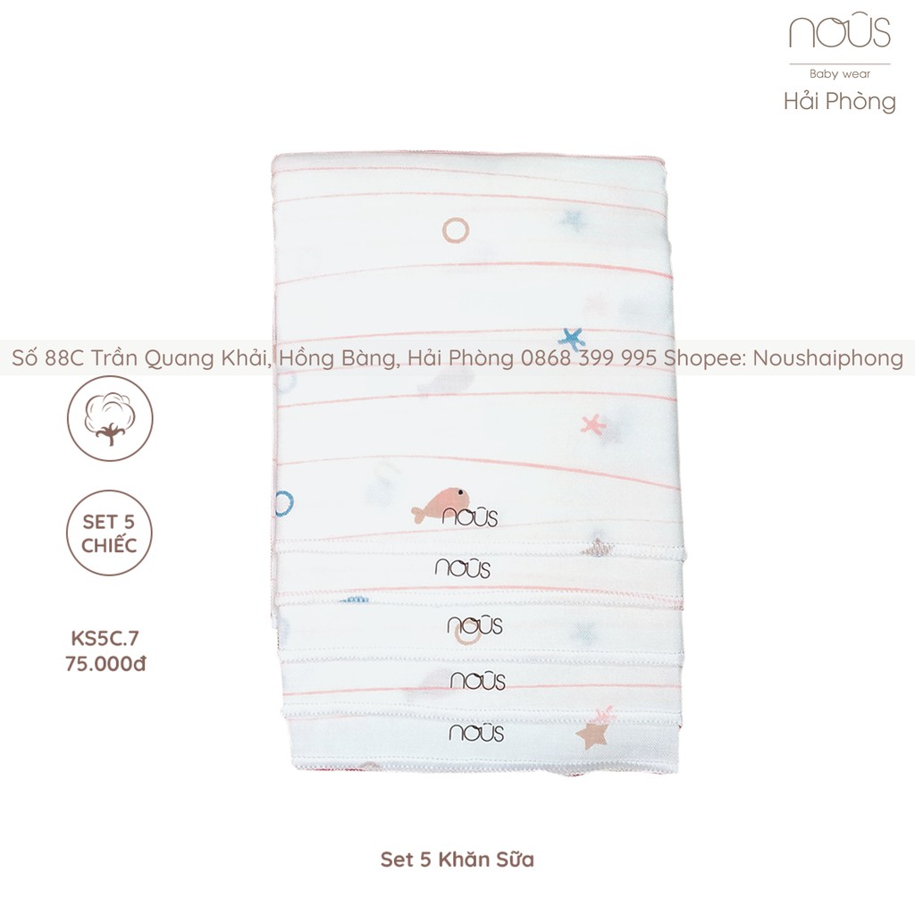 Set 5 Khăn Sữa Mực Hồng Nous
