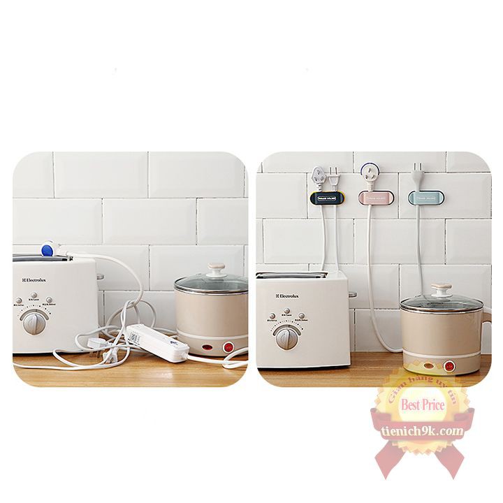 Kẹp giữ cố định ổ dây điện và cáp sạc dán tường thu gọn 2 đầu chịu lực