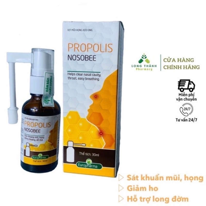Xịt mũi họng keo ong Propolis Nosobee làm sạch khoang mũi, họng - 30 ml