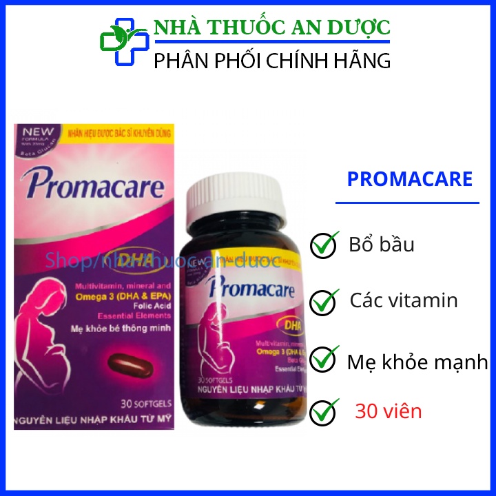 Viên uống PROMACARE DHA bổ sinh vitamin tổng hợp cho phụ nữ có thai và cho con bú hộp 30 viên