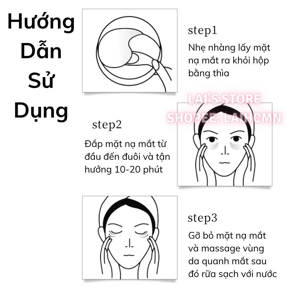 Hộp 60 Miếng Mặt Nạ Mắt Bioaqua (80g) Haematococcus, Ngọc Trai Đen, Copper Peptide Dưỡng Ẩm, Mờ Quầng Thâm, Xóa Nếp Nhăn