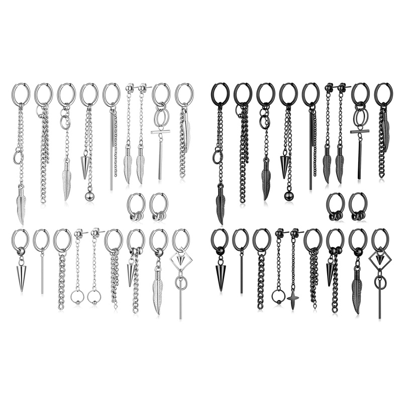 Set 20 Cặp Bông Tai Dáng Dài Thời Trang Cá Tính Cho Nam