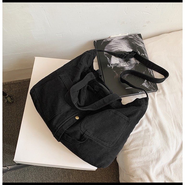 Túi tote/ đeo chéo vải canvas trendy hình túi quần