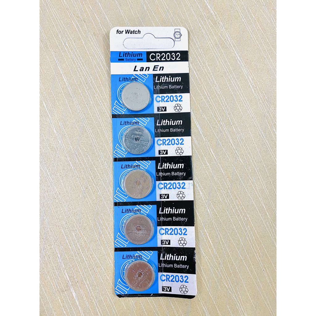 Vỉ 5 viên pin CR2032 Lithium, battery CR 2032, thay bin đồng hồ cân điện tử remote đèn CMOS, dẹp tròn cúc nút áo 3V