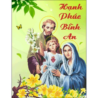 Tranh thêu chữ thập hạnh phúc bình an