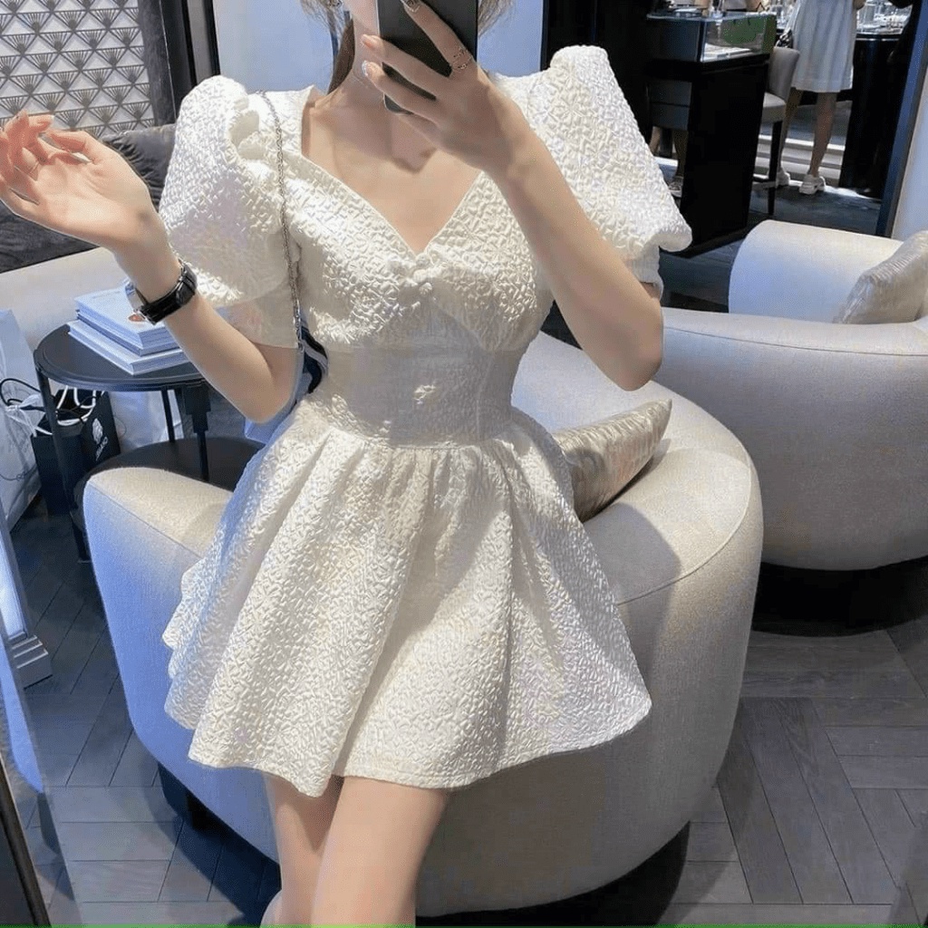 (FREE SHIP) ĐẦM XÒE GẤM XỐP TAY BỒNG KÈM QUẦN CỰC HOT SANG CHẢNH PU VALENTINNA