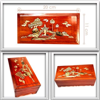 Hộp đựng trang sức bằng gỗ cẩm phối gỗ hương, hàng thủ công cao cấp và khảm trai hình Chùa Một Cột hợp phong thủy