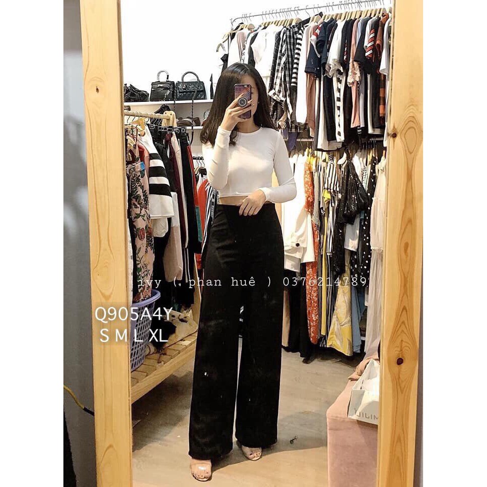 Quần ống rộng tây âu khóa kéo bên hông hàng quảng châu chuẩn