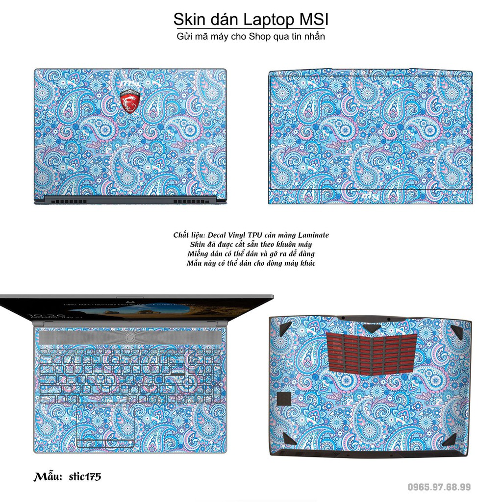 Skin dán Laptop MSI in hình Hoa văn sticker _nhiều mẫu 29 (inbox mã máy cho Shop)