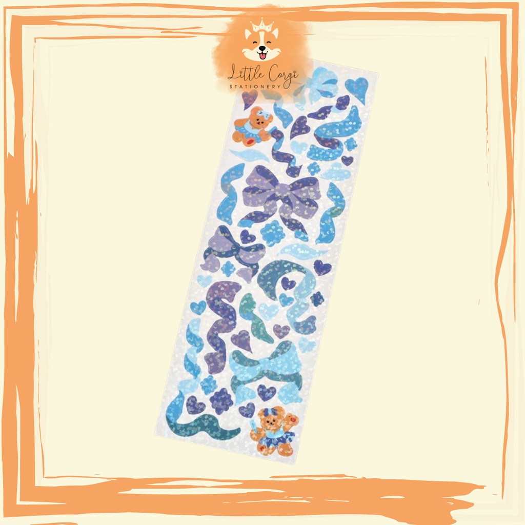 Nhãn dán sticker hologram flowertree, hình dán lấp lánh ruy băng trang trí sổ tay, toploader, card