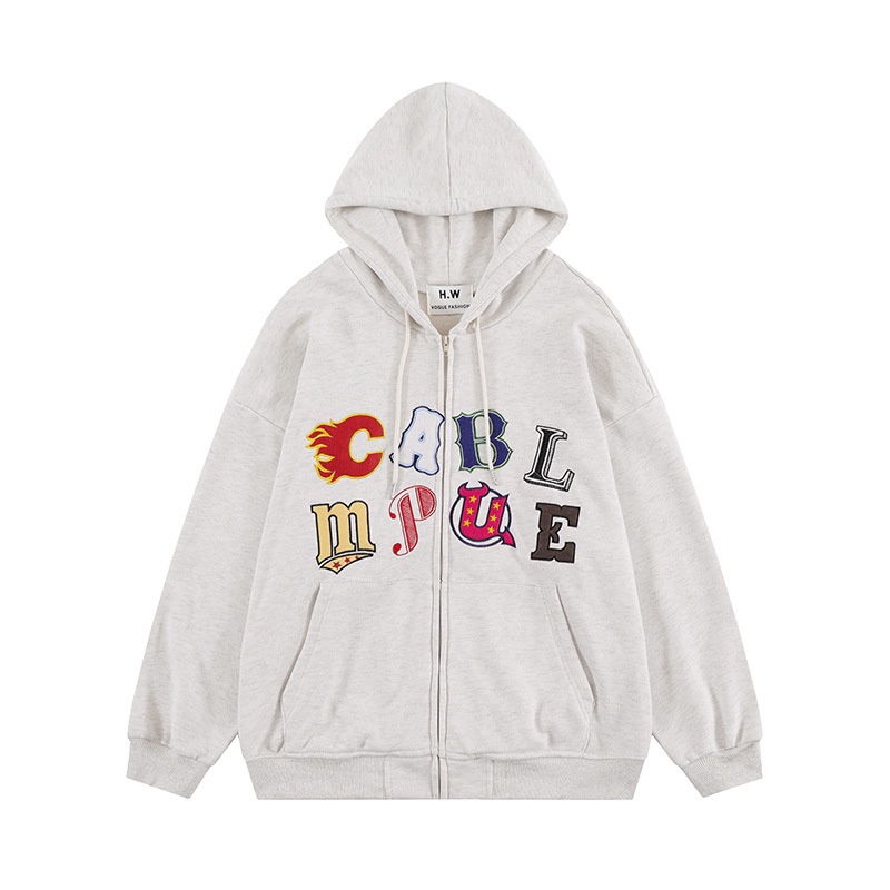 Áo khoác nỉ ngoại chữ Cabl nhiều màu [FREESHIP] Hoodie zip form rộng tay phồng kiểu thể thao đường phố peonyb unisex