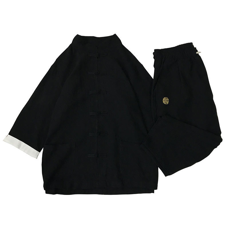 Áo Khoác Hán Phục Bằng Cotton Lanh Ba Nút Tay Áo Phong Cách Trung Hoa Cổ Điển Cho Nam