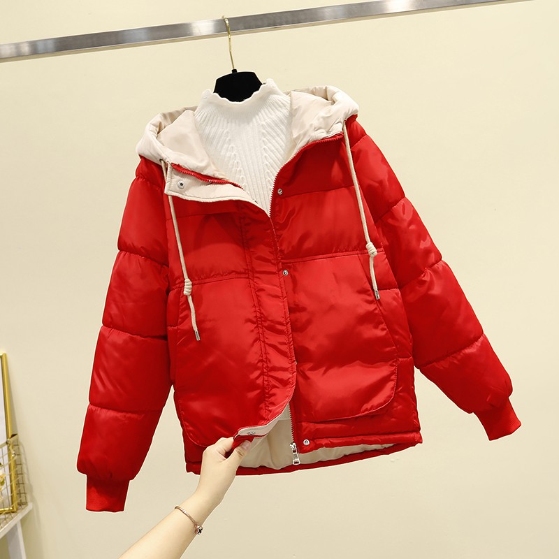 áo khoác phao dáng ngắn có mũ