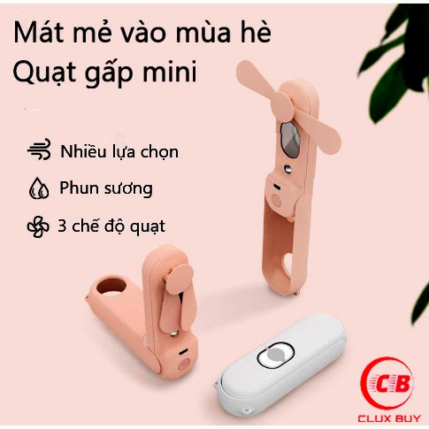 Quạt phun sương cầm tay mini gấp gọn tạo độ ẩm 3 mức độ, có tích điện cực dễ thương A00