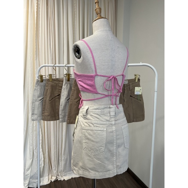 beachclub-Váy kaki dây kéo