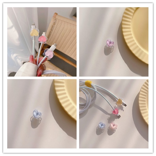 Cáp Dữ Liệu Qipin Đầu Gấu Hoạt Hình Màu Trong Suốt Thông Dụng Cho Apple