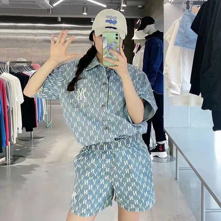 MLB Quần Short Denim Thể Thao Ống Rộng Thời Trang Mùa Hè 22 Dành Cho Nam Và Nữ X04162