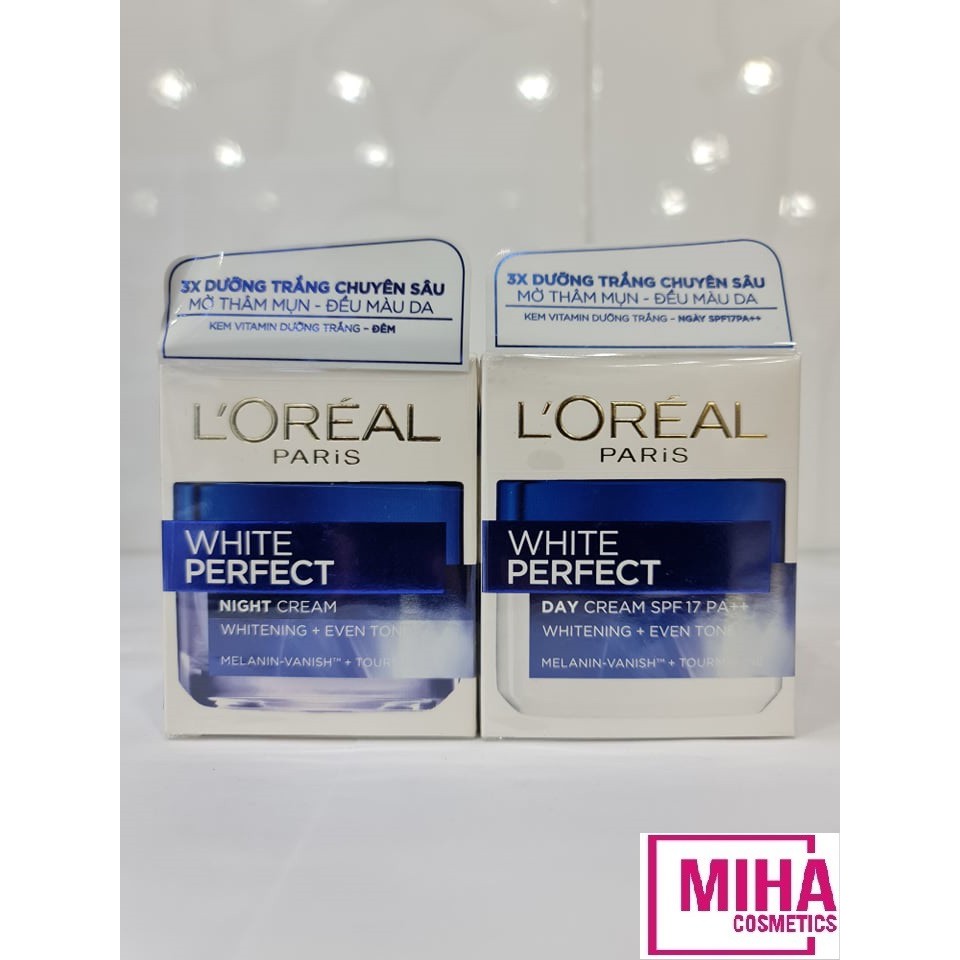 Kem Dưỡng Da Trắng Mượt Đều Màu Da L'Oreal Paris White Perfect Ban Ngày Hoặc Ban Đêm 50ml