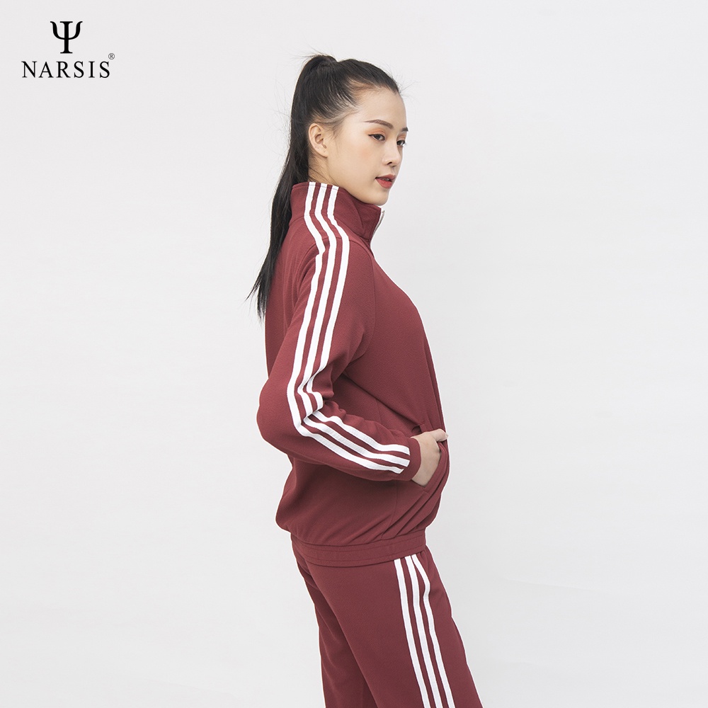 Bộ thu đông nữ Narsis M0038 cotton màu tím mận - sọc trắng