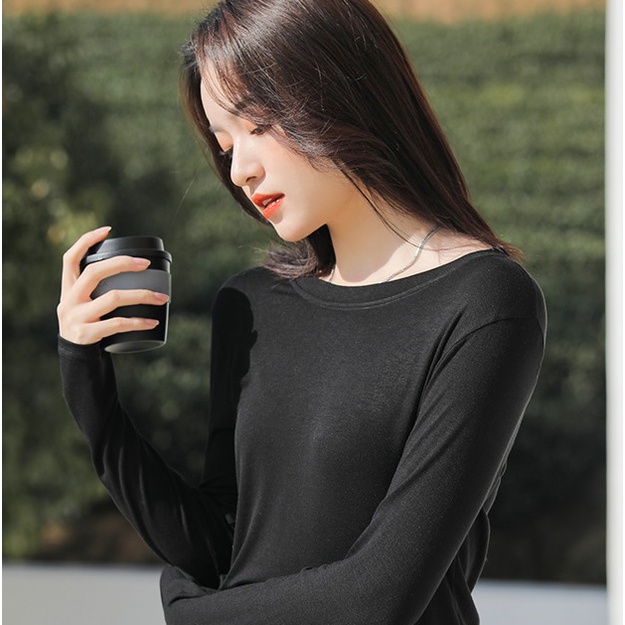 Áo phông dài tay cổ tròn T2088 dáng ôm mùa xuân hè style Hàn Quốc áo thun dài KRfashion | BigBuy360 - bigbuy360.vn