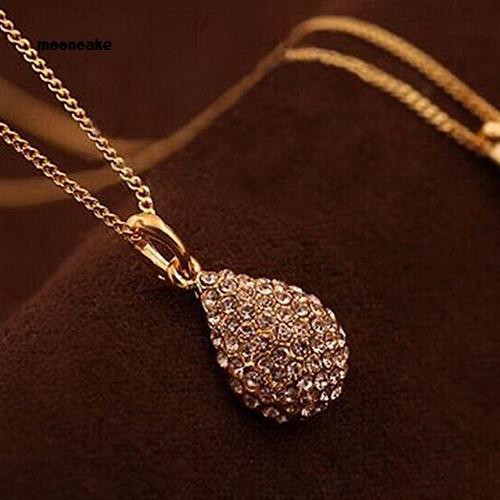 Dây chuyền dài đính đá mặt giọt nước thời trang
