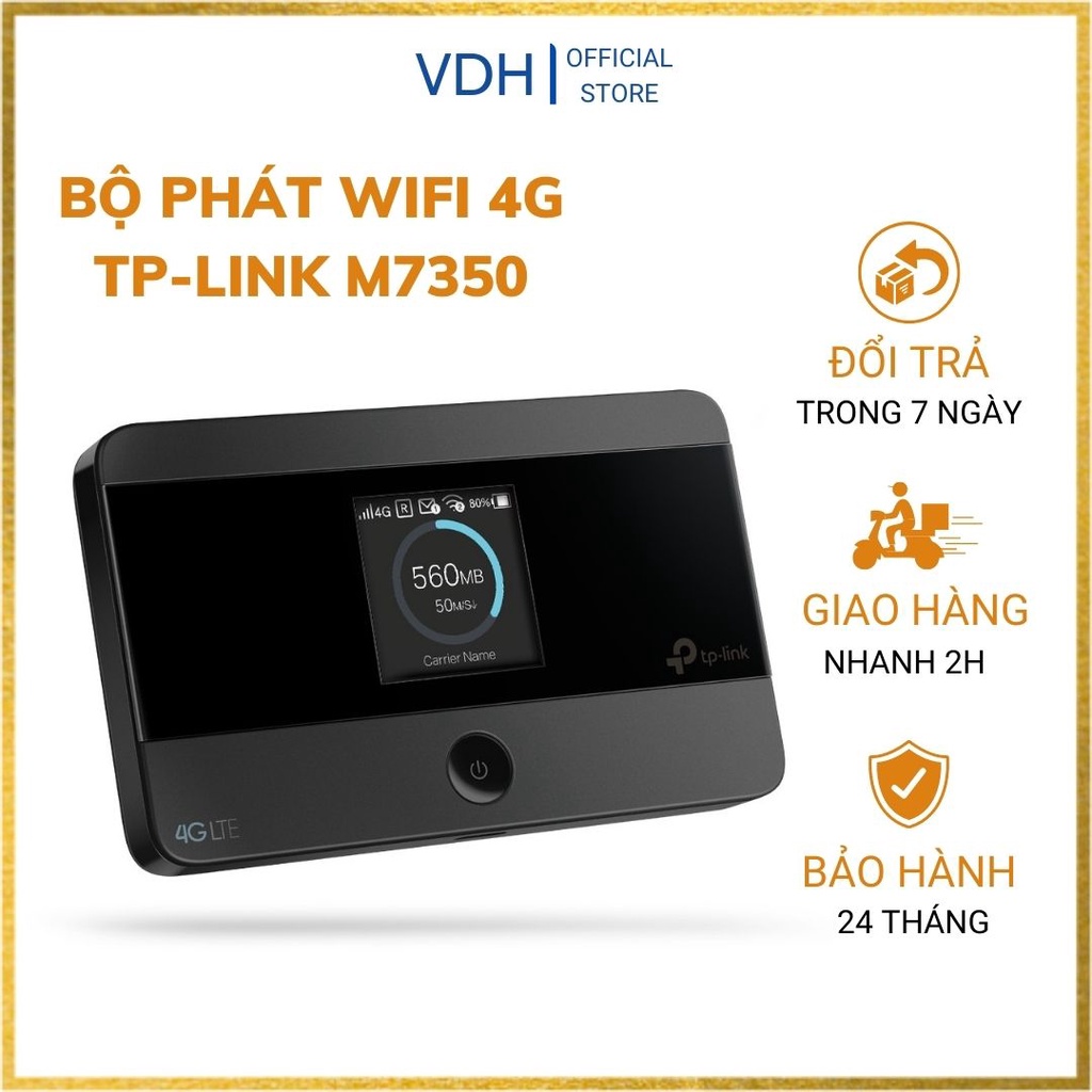 Bộ phát wifi di động 3G/4G LTE TP-Link M7350 tốc độ cao 150Mbps chính hãng VDH STORE