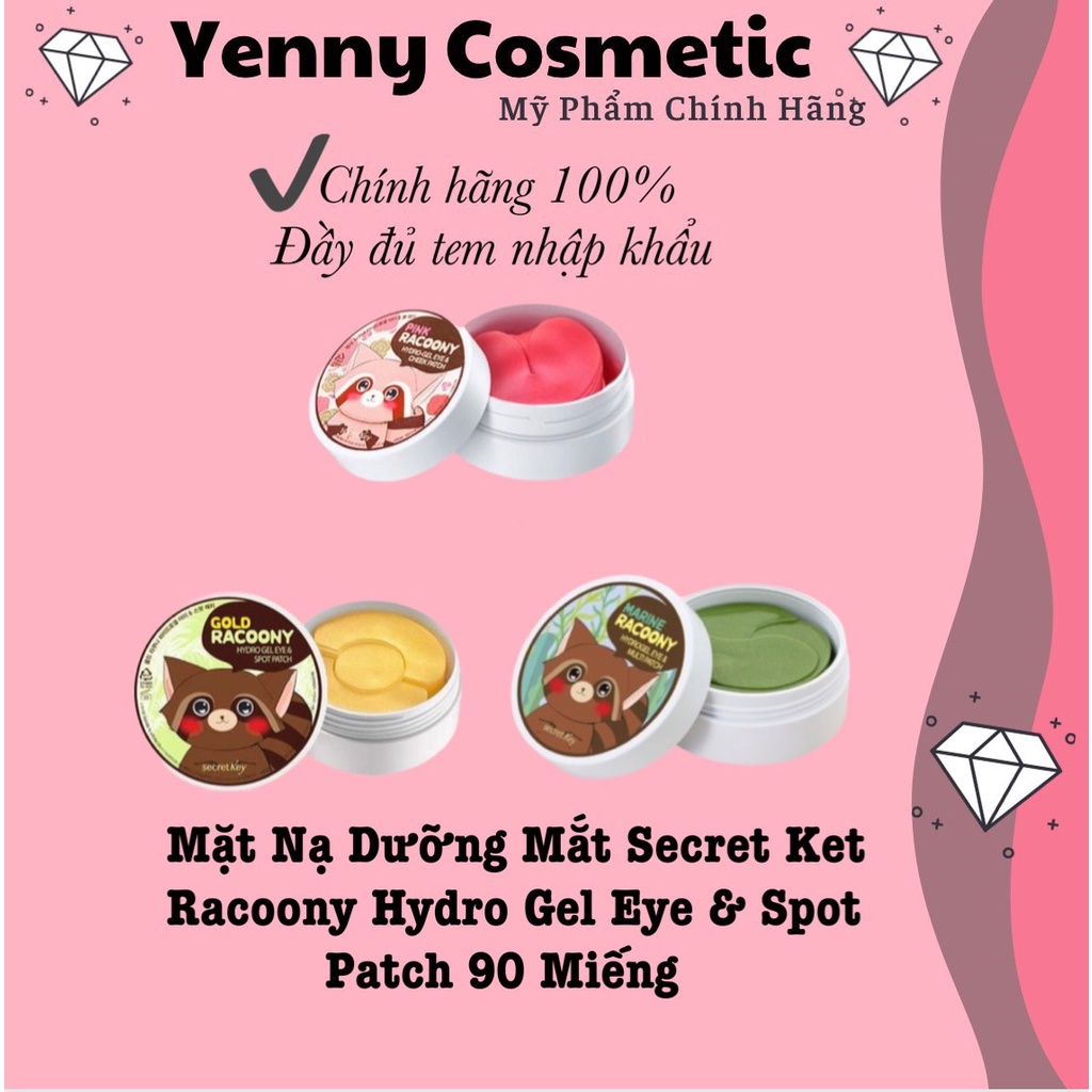 Mặt Nạ Dưỡng Mắt Secret Key Racoony Hydro Gel Eye &amp; Spot Patch 90 Miếng