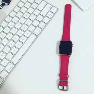 Dây da hàng nhập Hồng Pink đậm Apple Watch