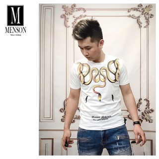 ⭐️SIÊU CHẤT⭐️Áo Phông Nam In Hình Con Rắn Cổ Tròn Chất Mát Mùa Hè - Áo Thun Nam ngắn tay MENSON M6012
