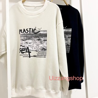 Áo sweater Plastic unisex hai màu Trắng - Đen Form TO