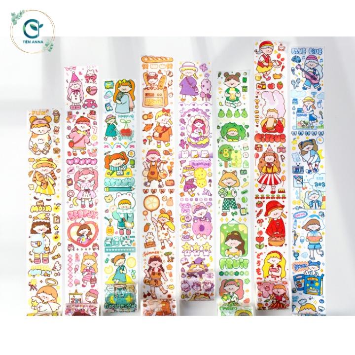 Set 5 Cuộn băng keo Washi Sticker in họa tiết dễ thương dùng để trang trí